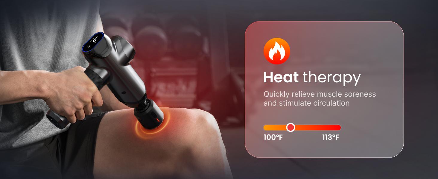 RENPHO Massage Gun Deep Tissue with Heat and Cold, Percussion Muscle Massage Gun Bluetooth with 12mm Amplitude, Handheld Massager Gun, Spring Glow Up Power+ Thermacool