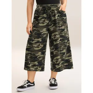 【Summer Turn-Up】【Wide Leg】BlOOMCHIC Plus Size Camouflage Print Tie-Waist Wide-Leg Pants [M-6X] 2026 Summer Pick for Mother's Day