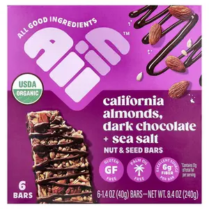 All In Nut & Seed Bars, California Almonds, Dark Chocolate + Sea Salt, 6 Bars, 1.4 oz (40 g) Each
