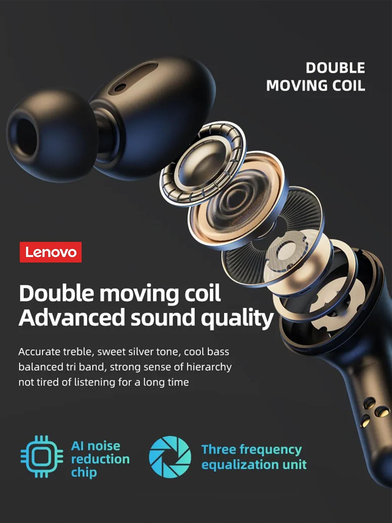 Lenovo LP3 Pro In-Ear Wireless Headphones with Bluetooth 5.0, Hi-Fi Sound Quality, LED Power Display, IPX5 Waterproof, 1200mAh Charging Case Doubles as Emergency Power Bank for Phones