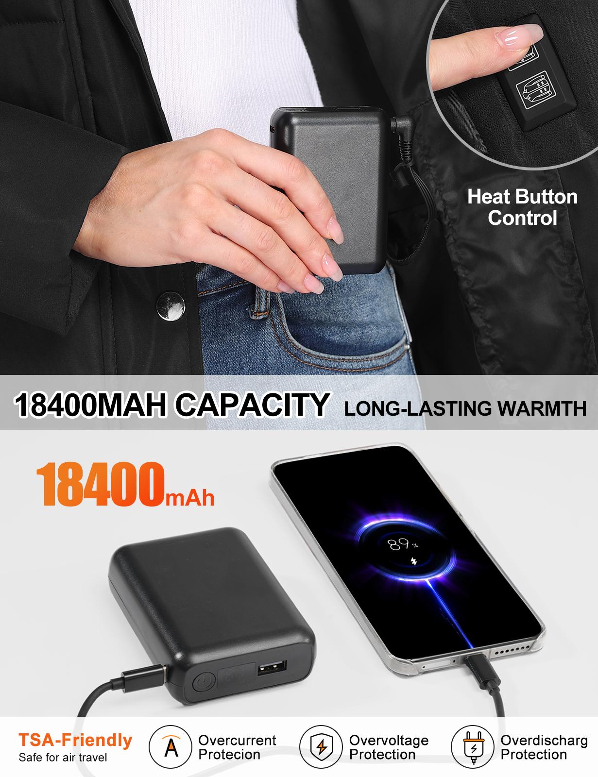 HEEKPEK Women’s Heated Long Down Jacket with Hood, 8 Heating Zones Water-Repellent winter inter Heated Outerwear Coat coat for Women HEEKPEK Women’s Heated Long Down Jacket with Hood, 8 Heating Zones Water-Repellent winter inter Heated Outerwear Coat coat for Women