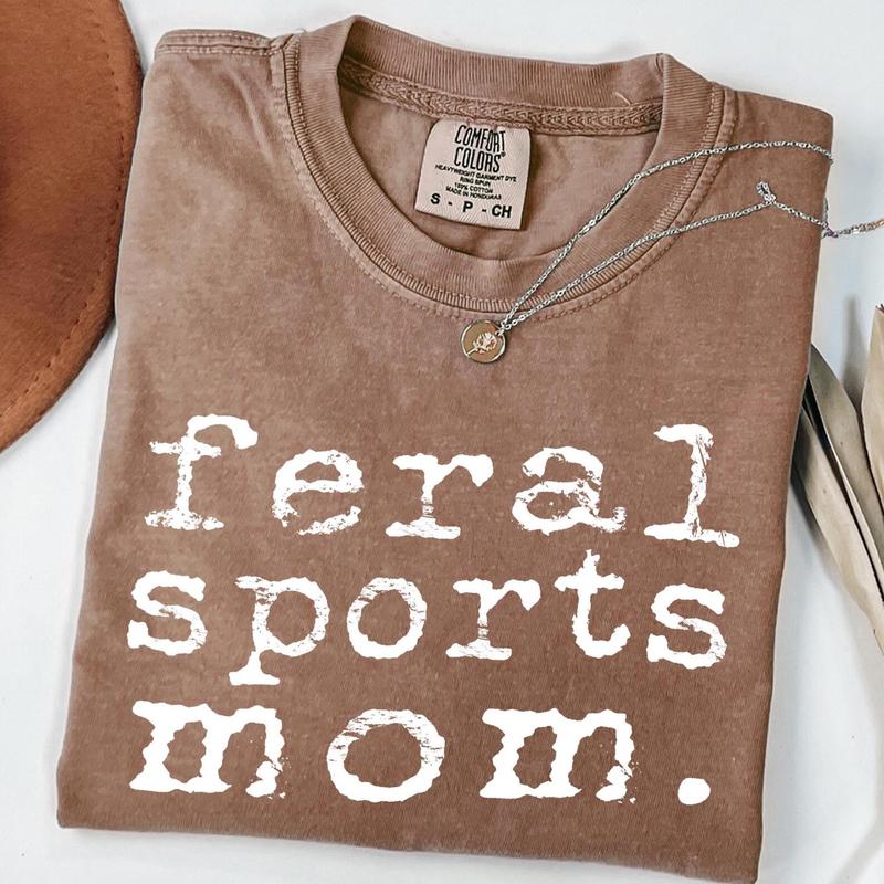 Comfort Colors Feral Sports Mom Shirt, Funny Athletic Mama Pullover, Wild Sporty Mom Life Crewneck, Game Day Mom Top, Cool Sports Mama Gift