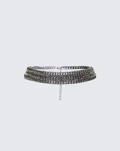 Elara Silver Woven Chain Belt