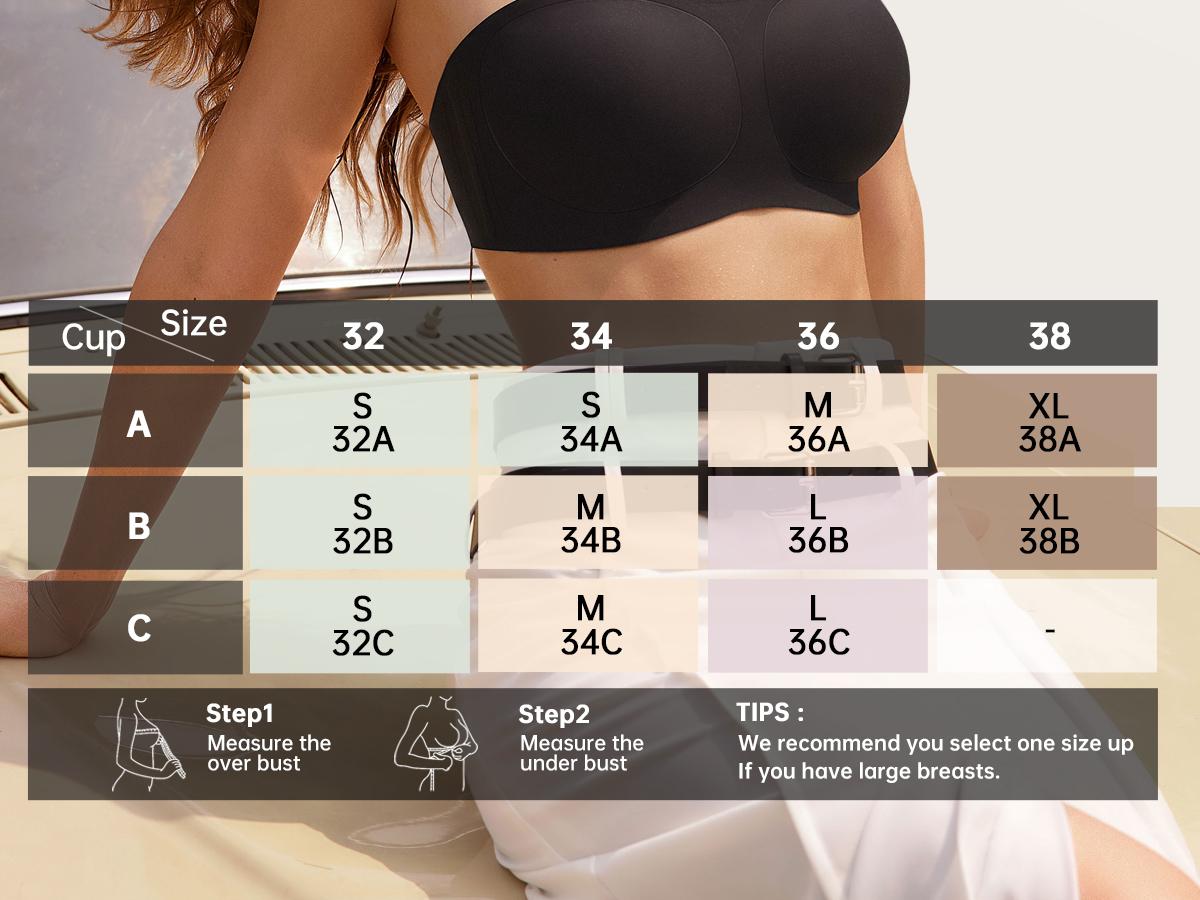 OEAK Womens Strapless Bandeau Jelly Bras Non Slip Bras Push Up Wireless Bras Supportive Seamless Bra Comfortable Tube Bra