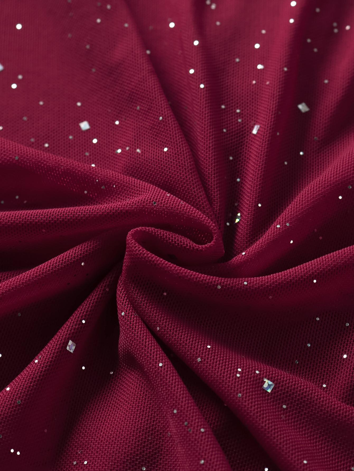 Backless Halter Trumpet Sleeve Split Thigh Ruched Sequin Back Tie Mesh Dress, for Party Fashionable Evening Dating Dress Backless Halter Trumpet Sleeve Split Thigh Ruched Sequin Back Tie Mesh Dress, for Party Fashionable Evening Dating Dress