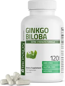 Ginkgo Biloba Brain Support Supplement Extra Strength, Memory Focus and Cognitive Health Capsules, Natural Herbal Brain Booster for Mental Clarity Circulation and Cognitive Support Vegetarian Capsules