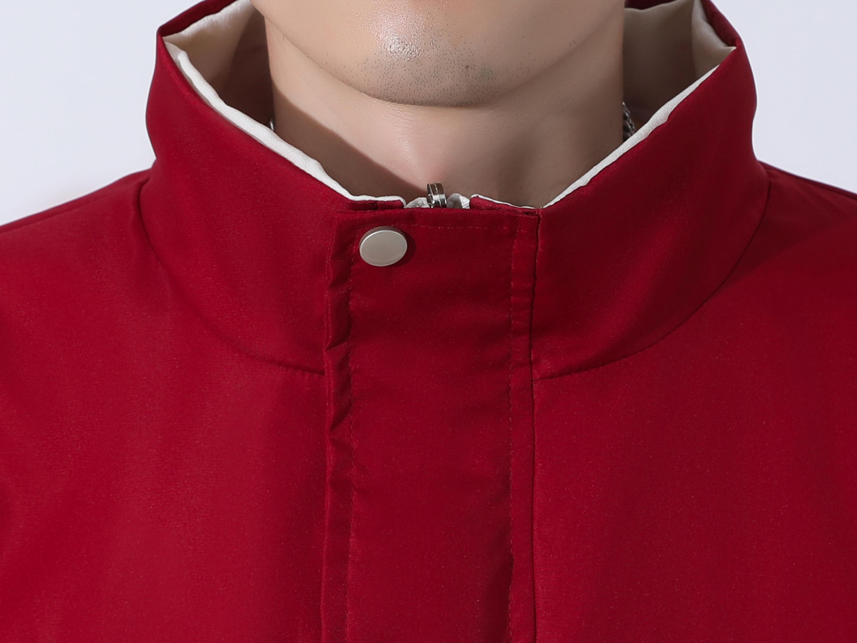 Men's Black & White Stripe Loose-Fit Down Jacket Stand Collar Winter Coat with Zippered Pockets Night City Street Style Warm Puffer Jacket