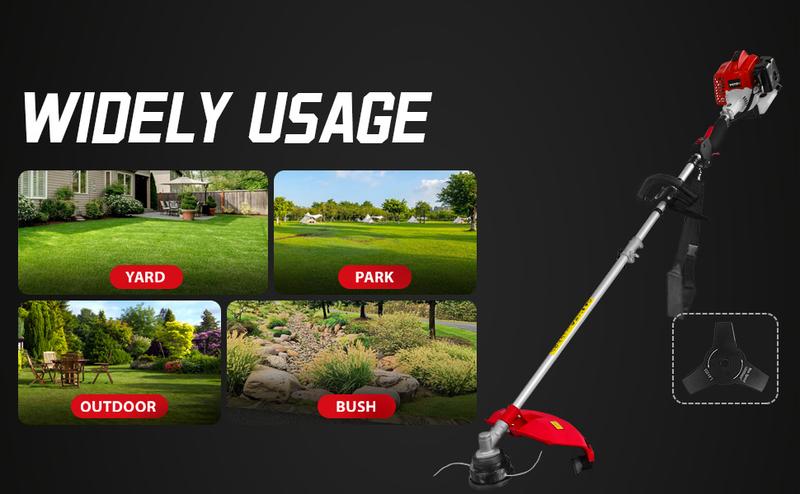 AMERISUN 25.4cc Gas Weed Wacker, 3-in-1 String Trimmer/Edger 16-Inch, 10-Inch Brush Cutter, (AM4532）