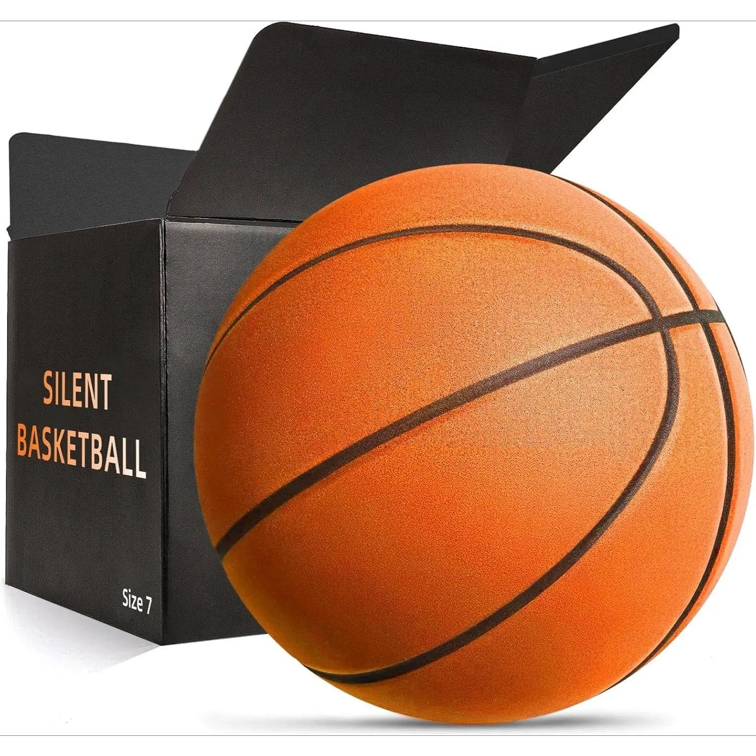 Pro PU Foam Basketball - Size 7 (29.5in) Training Aid with Groove Lines, Silent Bounce, Airless Design, Bouncy Ball Feel, Real Feel, Higher Bounce for Indoor Practice Enthusiasts, Ball Size Basketballs, Bouncy Ball Basketballs