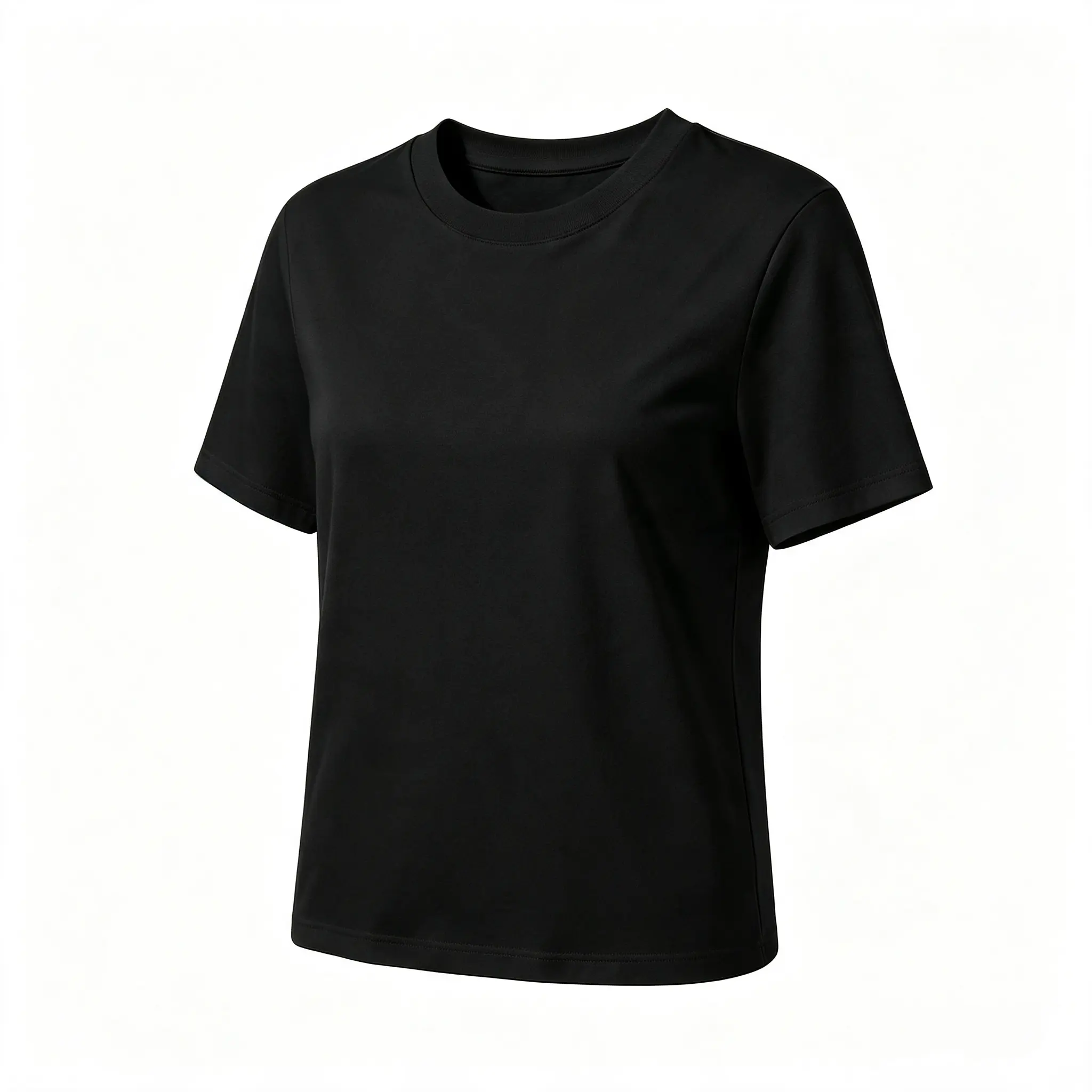 Women's 100% Cotton Minimalist Round Neck Short-Sleeve Fitted Tops - Casual Chic Basic Blank Tee for Everyday Wear