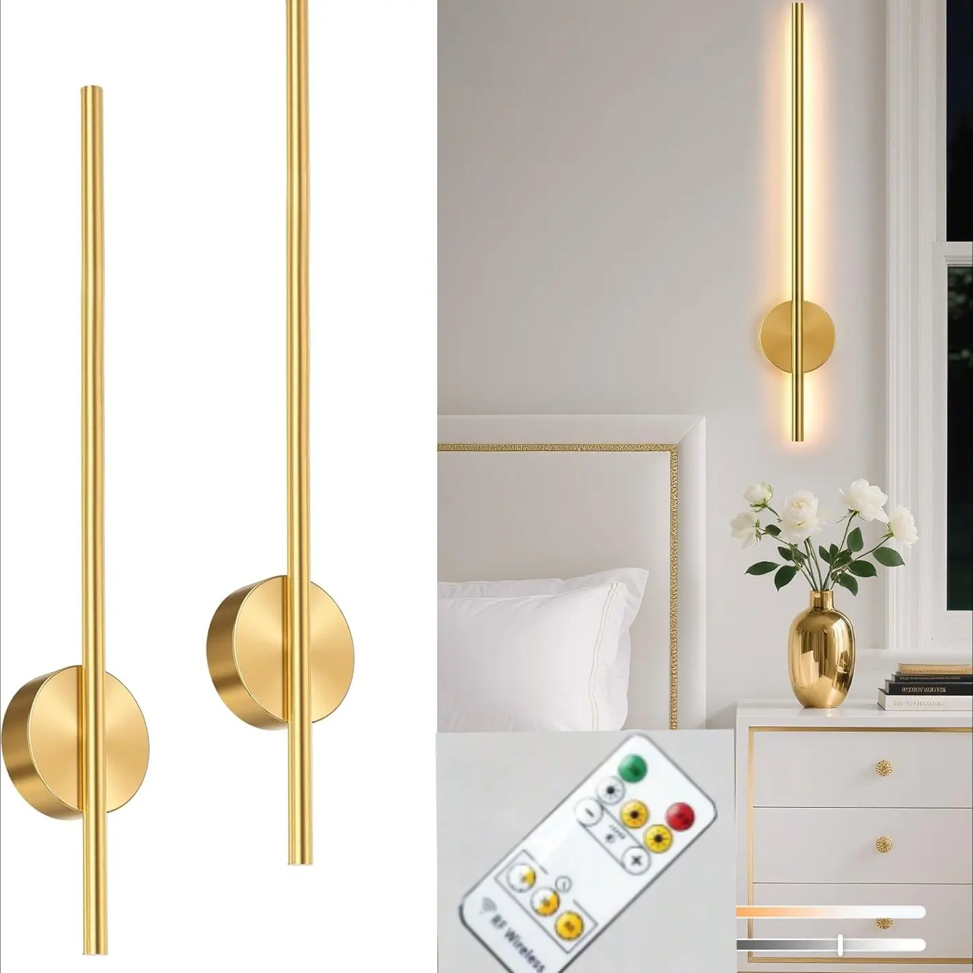 Modern LED Rechargeable Wall Lamp, 50cm Simple Line Wire-Free, Three Installation Methods Magnetic Remote Dimming, Indoor Lighting, Led Wall Lamps, Wall Mounted Lights, Magnetic Dimmable Lights