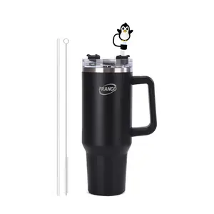 Franco 40oz Stainless Steel Tumbler with Handle, Straw Cleaner & Surprise Straw Cover