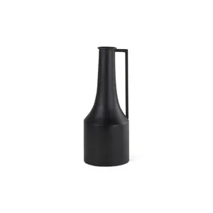 HomeRoots 608597 14 in. Black Metal Jug Vase