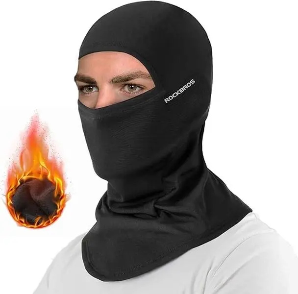 ROCKBROS Cold Weather Windproof Thermal Fleece Balaclava Mask - Neck Warmer Hood, Full Face Mask with Stretch Fit, Soft Fleece Feels Gentle, Ready for Skiing, Cycling, Fishing