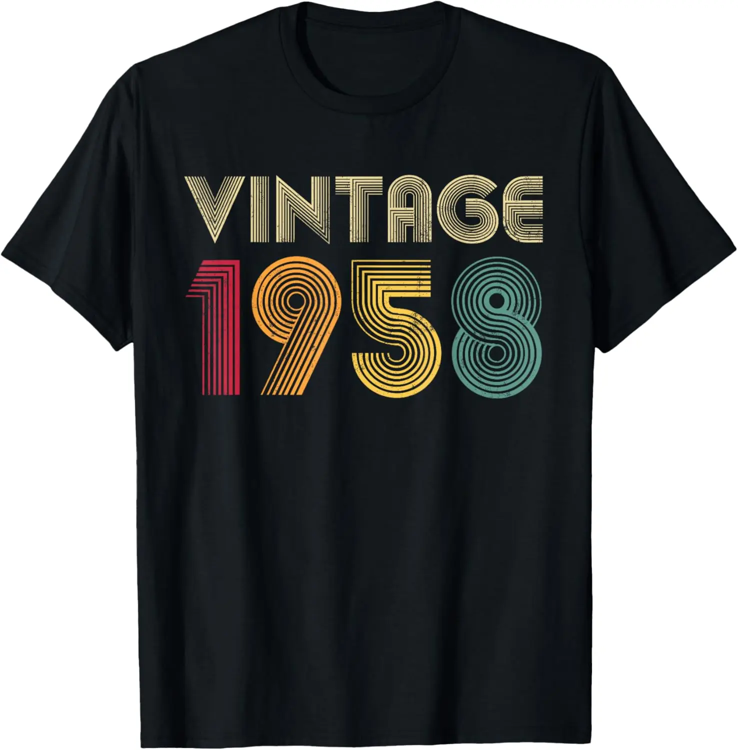 Women's Vintage 1958 Graphic T-Shirt, Distressed 100% Cotton Casual Streetwear Tee with Round Neck for 68th Birthday Gift