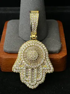 14K Gold VVS CZ Hamsa