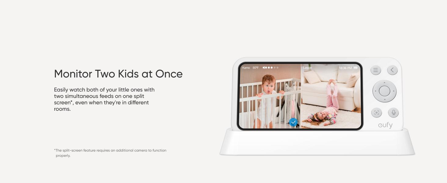 eufy E21 Baby Monitor, with 4K Camera, Hybrid Wi-Fi and No Wi-Fi Connection, App and Monitor Control, Ultra-Clear Night View, Pan-Tilt, 8× Zoom, Portable Camera with Built-In Battery, ANR, Smart Alerts｜Spingtok