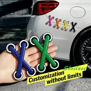 Cool 3D Creative Shoelace Band-Aid Patch Sticker for Car & Electric Vehicle, Waterproof Scratch Cover Decal Clings Window Wonderland Winter