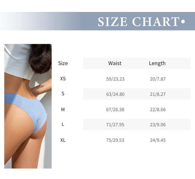 【WITH FREEBIE】Women's Seamless Bikini 5 Pack No Show Soft Breathable Underwear Comfy Minimalist Bridal Basic Nylon Underwear for Everyday Wear Spaghetti Strap panties