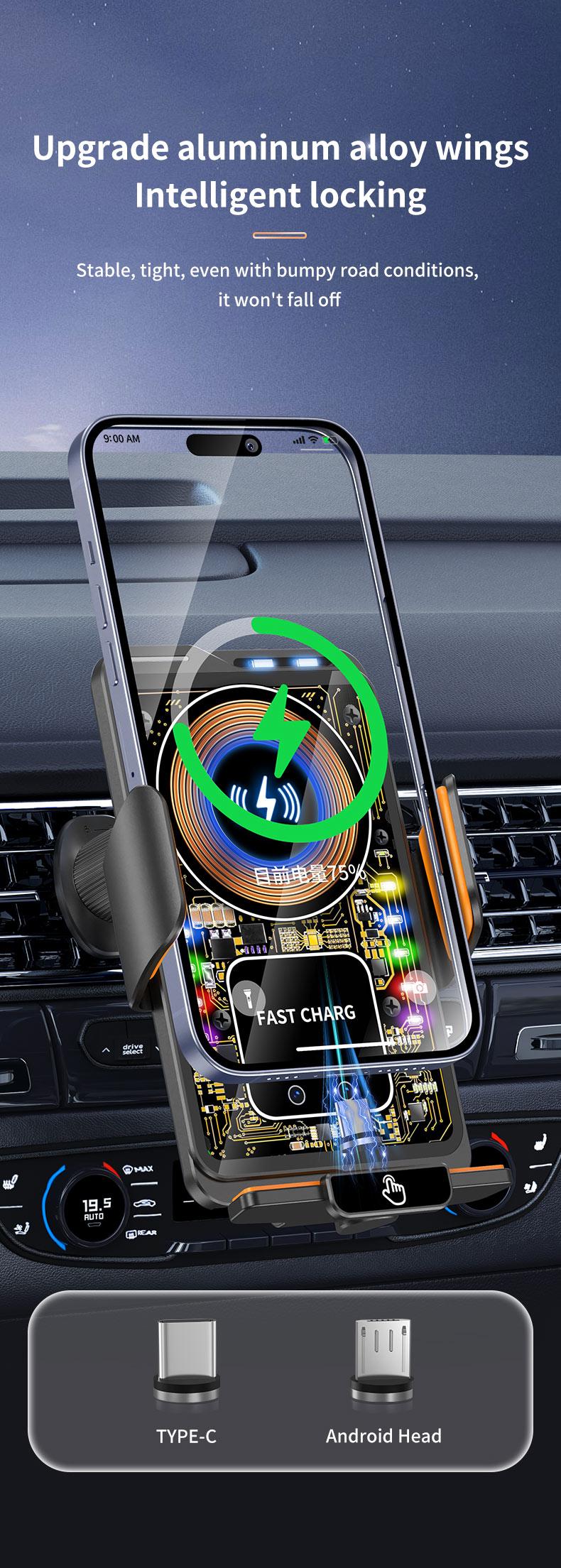 Wireless Charging and Max 66w wired super charging Car Phone mount  Magnet Plug Charging Stand for Android and  Iphone 17 16 15 14 13 12 Pro Max Samsung In Car Mount