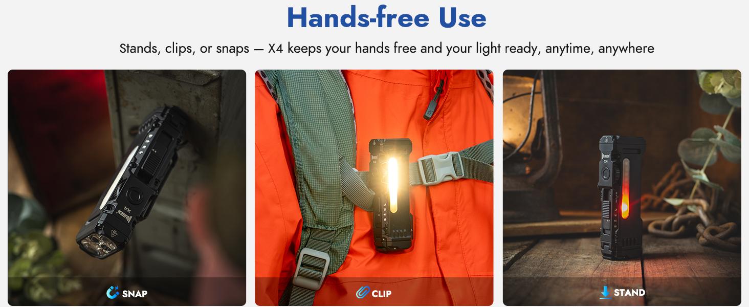 WUBEN X4 1500 lumens Multi-Function LED Flat Flashlight, RGB Mood Light & Side Camping Lamp, Instant-On Tail Switch, USB-C Rechargeable, IP68 Waterproof for Camping, Hiking, Night Patrol, Outdoorfun