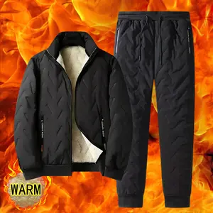 Men's Casual Set Fleece-Lined Warm Jacket and Fleece-Lined Casual Pants