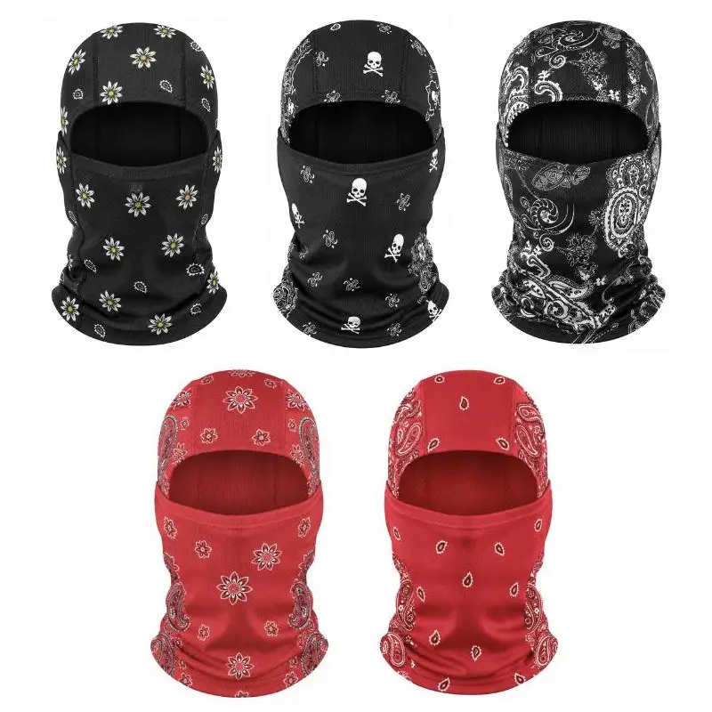 Yeomoo 5 Pcs Paisley Balaclava Face Mask UV Protection Neck Gaiter, Unisex Shiesty for Motorcycle, Fishing, Hiking, Breathable Ski Mask for Outdoor