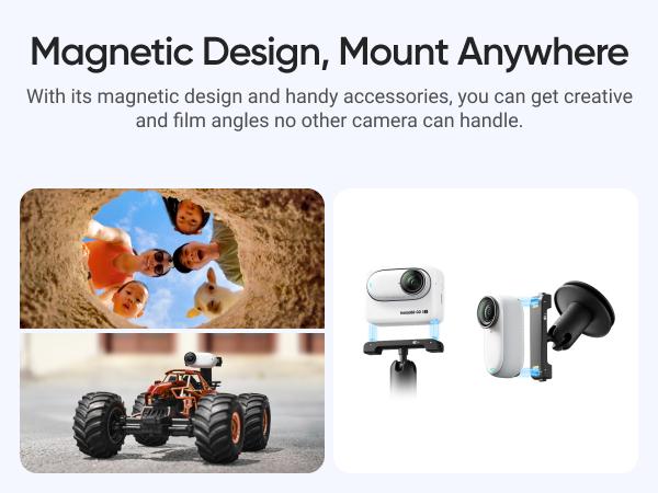 Insta360 GO 3S - 128 GB 4K Tiny Portable Vlogging Camera, Hands-Free POVs, Mount Anywhere, Stabilization, 140 Min Battery Life, 10m Waterproof, Apple Find My, Pet POV