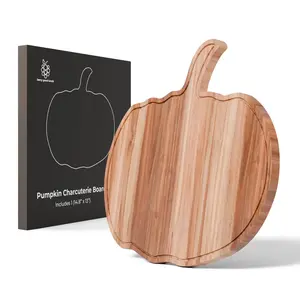 Pumpkin Cutting & Charcuterie Board – 14.8" x 13" Solid Acacia Wood for Fall & Halloween Decor