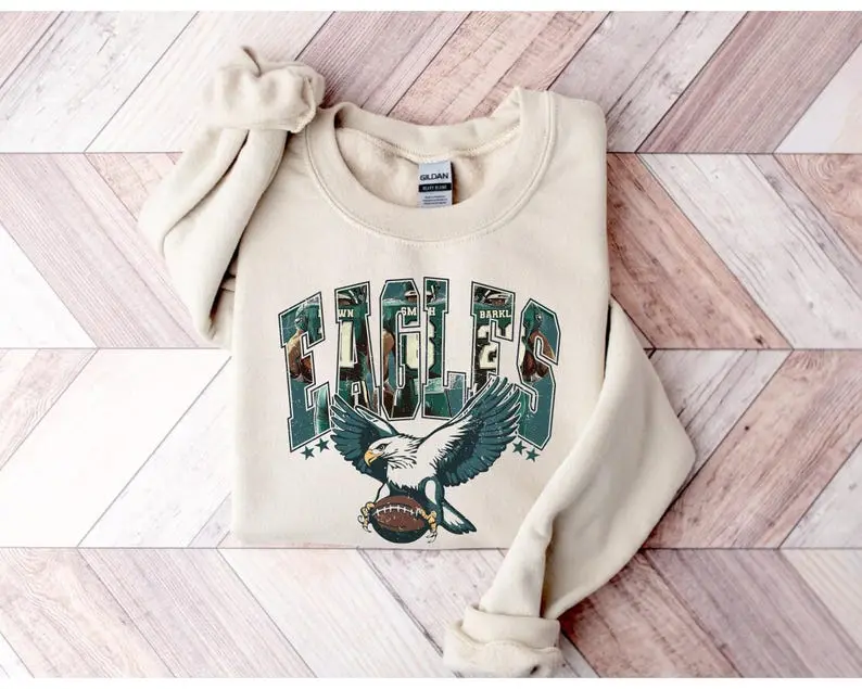 Vintage Eagles Sweatshirt, Retro Football Shirt, American Eagle Graphic Sweater, Game Day Crewneck