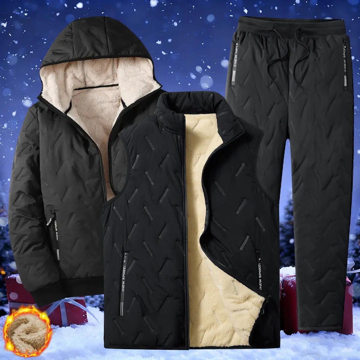 Men's thermal suit, fleece lining, men's fleece jacket, men's fleece vest, men's thermal pants, winter loungewear, accompany you through the cold winter