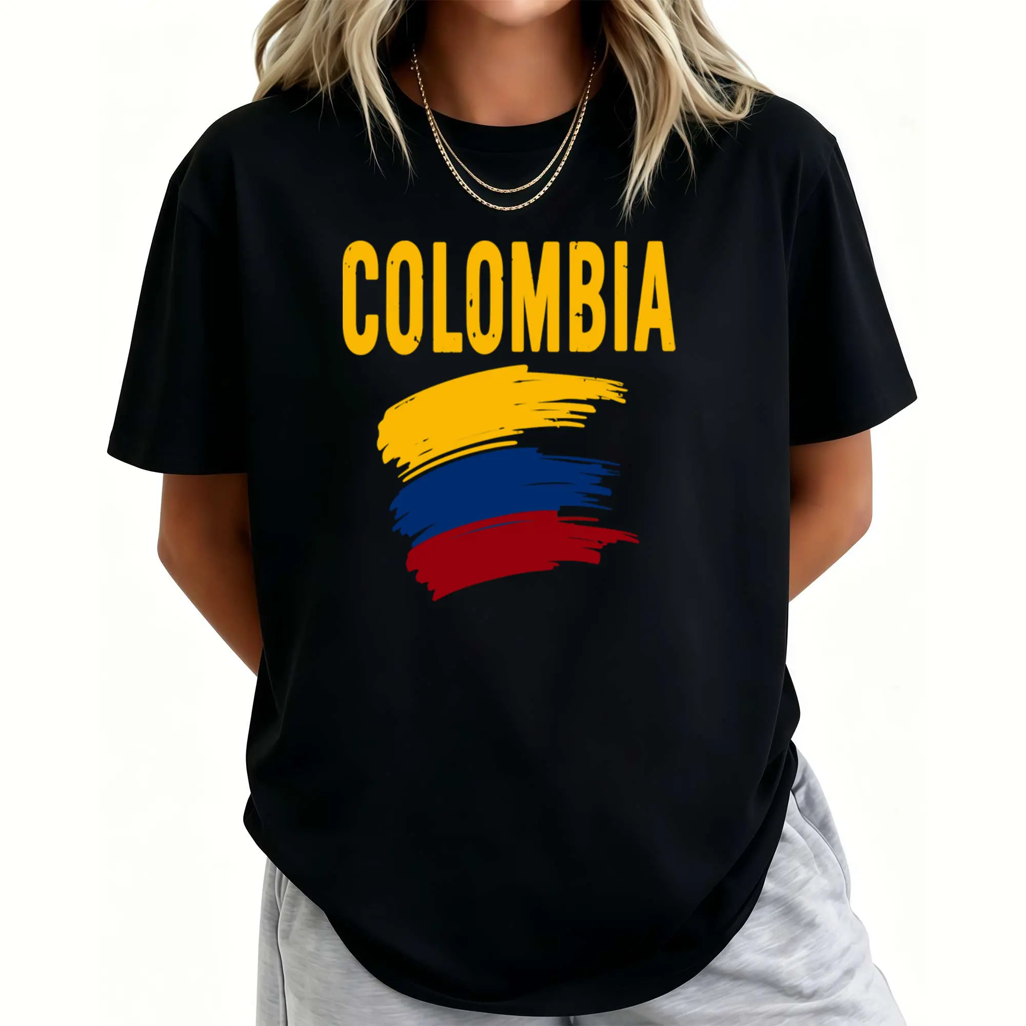 Colombia Flag Print T Shirt Women Casual Short Sleeve Top Fashion Graphic Tee Unisex Streetwear Style