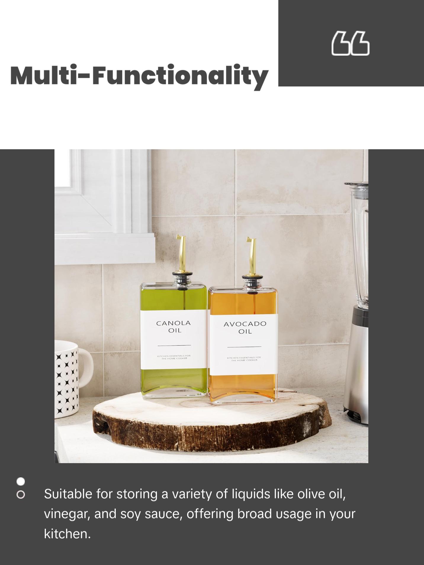 Kitchen Cooking Oil Dispenser Set, Olive Oil & Vinegar Bottles, Soy Sauce Dispenser - 4 Pieces, Gold, Elegant Book Design, Durable, Leak-Proof, Easy-Pour Spouts, Perfect for Kitchen, Dining Table