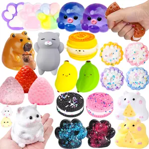 1/2/3/5/6 Pcs Squishy Toys Squeeze Toy with Adorable Cat Paw Fake Food Cute Animals Theme Fidget Squishies Toys Perfect Gifts for Christmas Halloween Birthday