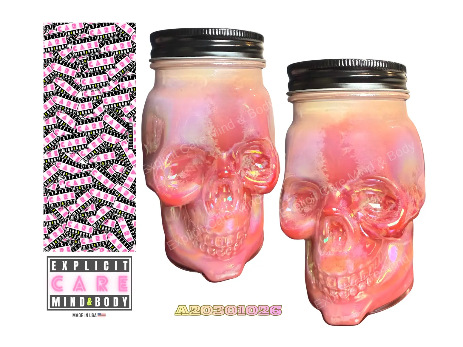 Pink Mist Bleeding Skull Candle - Sweet Sacrifice- Scented Aroma Cozy Candle Jar Gothic Spooky Decor Centerpiece Iridescent Ornament Decoration - Long Lasting +80 Hours Burn Time - For You and All Your Favorite People