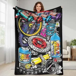 Racing & Motorcycle Parts Fleece Blanket - NOS Nitrous Theme Throw - Super Soft Plush Gift for Bikers & Car Enthusiasts