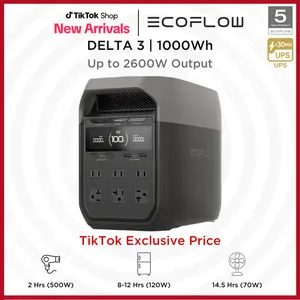 DELTA 3 1000 Wh Portable Power Station, Fully Charge in an hour, 1000Wh LFP Battery, 1800W Output, Solar Generator