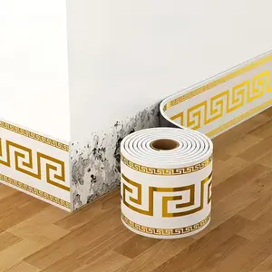 1 roll Self-Adhesive Baseboard, Wall Corner Guard, Peel & Stick Molding, 3.94inch x 196.85inch Vinyl Trim, DIY Floor & Wall Protection, Removable Skirting Board, Countertop Edge Guard, Ceiling Corner, Easy No Tools Installation