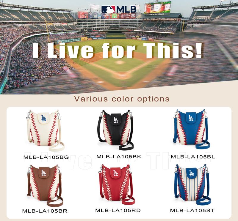 MLB Baseball Crossbody Bag for Women,Lightweight Shoulder bag for Game Day Essentials & Casual Fan Gear,Waterproof Leather,Purses with Zipper Closure,Perfect Gift, 105