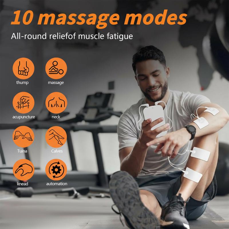 EMS Pulse Stimulator - Rechargeable Relaxation Device for Neck Shoulder & Full Body with 4pcs Pads