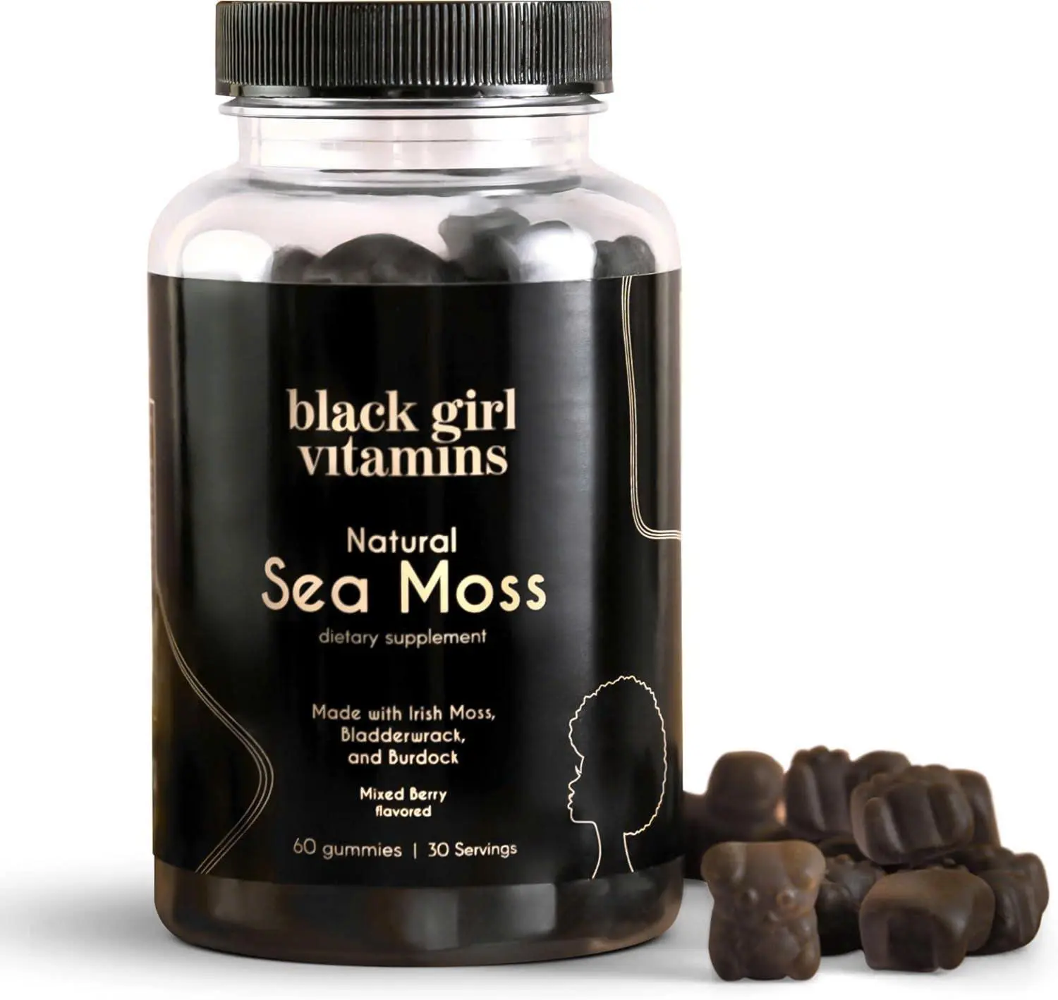 Black Girl Vitamins - Irish Sea Moss Gummies - SeaMoss + Bladderwrack & Burdock - 92 Minerals for Thyroid, Metabolism, and Immunity - Vegan, Gluten-Free, Halal (Mixed Berry, 30 Day Supply)
