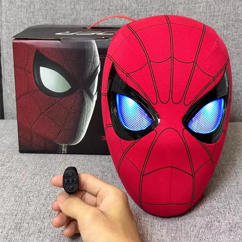 Cool Hero Mask - Remote Control Skin-friendly Red & Blue Lights - Perfect for Cosplay, Halloween, Festivals, Parties - 26cm x 19cm x 11cm - Plastic Material