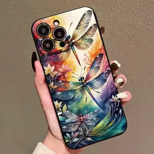 Creative Oil Painting Dragonfly Pattern Phone Case, Phone Cover, Shockproof Phone Protective Case Compatible with iPhone 11 12 13 14 15 16 17 Pro Max