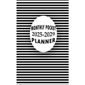 MONTHLY POCKET 2025-2029 PLANNER: Small 5 Years Calendar 60 Months and Two Pages Per Month for Purse (Black & White Edition) Paperback – July 23, 2024