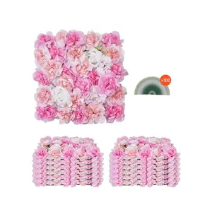 12-Pcs 15x15 Inch 3D Pink Flower Wall Panels – Artificial Floral Mesh Backing Mat, Seamless Design & Easy Install for Wedding/Valentine's/Party Backdrop Decor