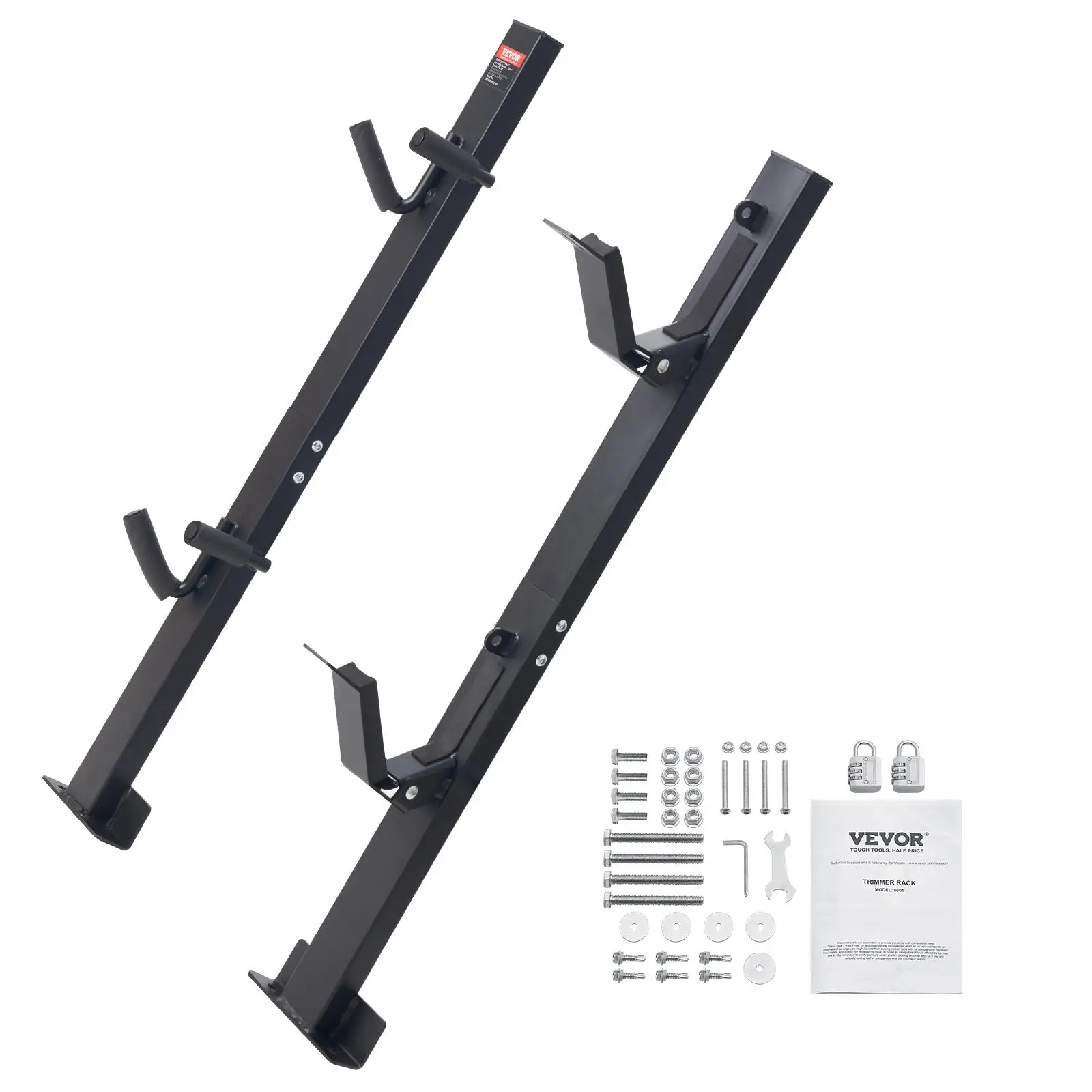 VEVOR Trimmer Rack, 2 Place Weeder Trimmer Rack, Trim Holder Trailer Rack Carrier with Zinc Alloy Password Lock, Mount On Landscape Truck Trailer Enclosed Trimmer Rack Weed Eater Racks, Pair