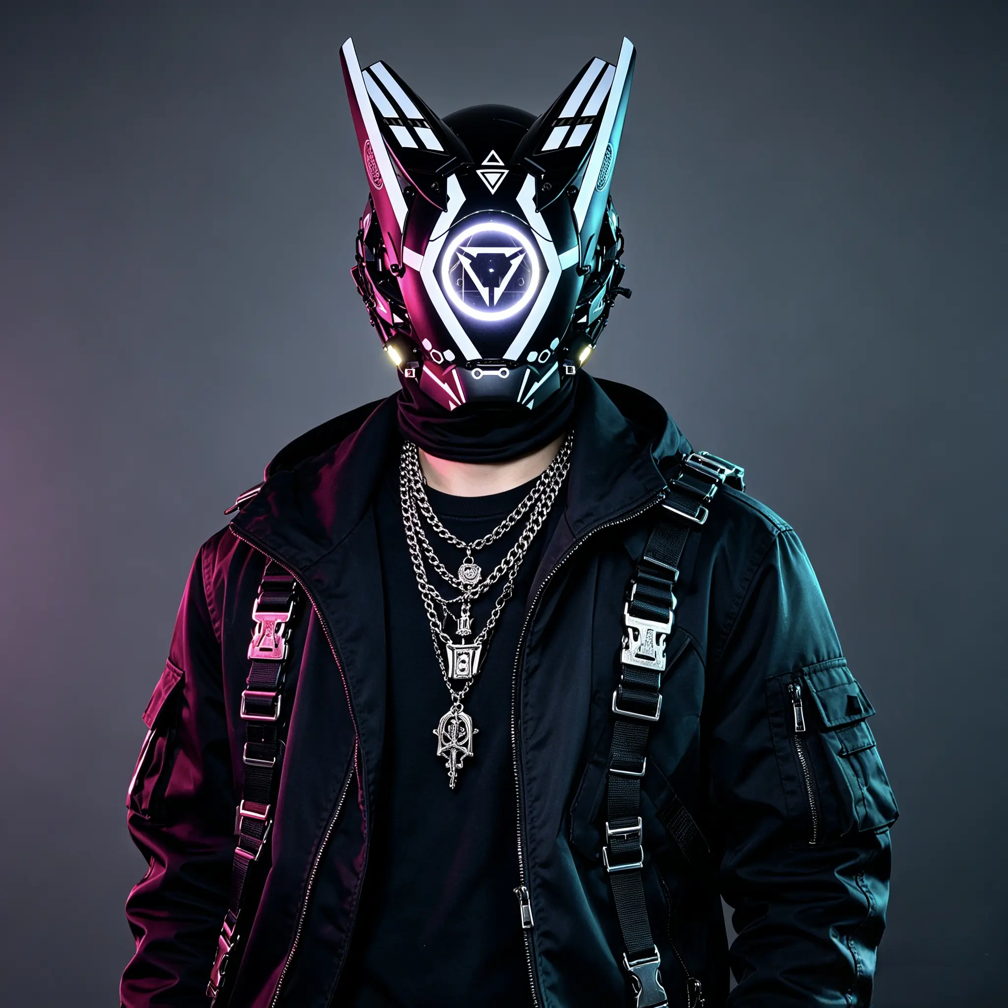COSTRIBE Cyberpunk Techwear Helmet - TPU Halloween Mask with Mirror Visor, Lightweight Cyberpunk Hat Headgear, Mesh Balaclava Hat for Birthday Party Fashion Props, Santa Claus Role Play, Cyberpunk Hats