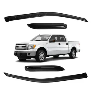 Tape-on -For 2004-2014 Ford F-150 Extended Cab 4 Door Window Visor-Black # Rain guard# Rainproof#Sun Shade#UV Protection# Easy-Install # Vent Shades# Car Windshield# Car Weather Shields# Wind Deflector