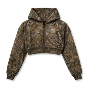 Relentless Crop Zip Hoodie - VA Script Forest Camo