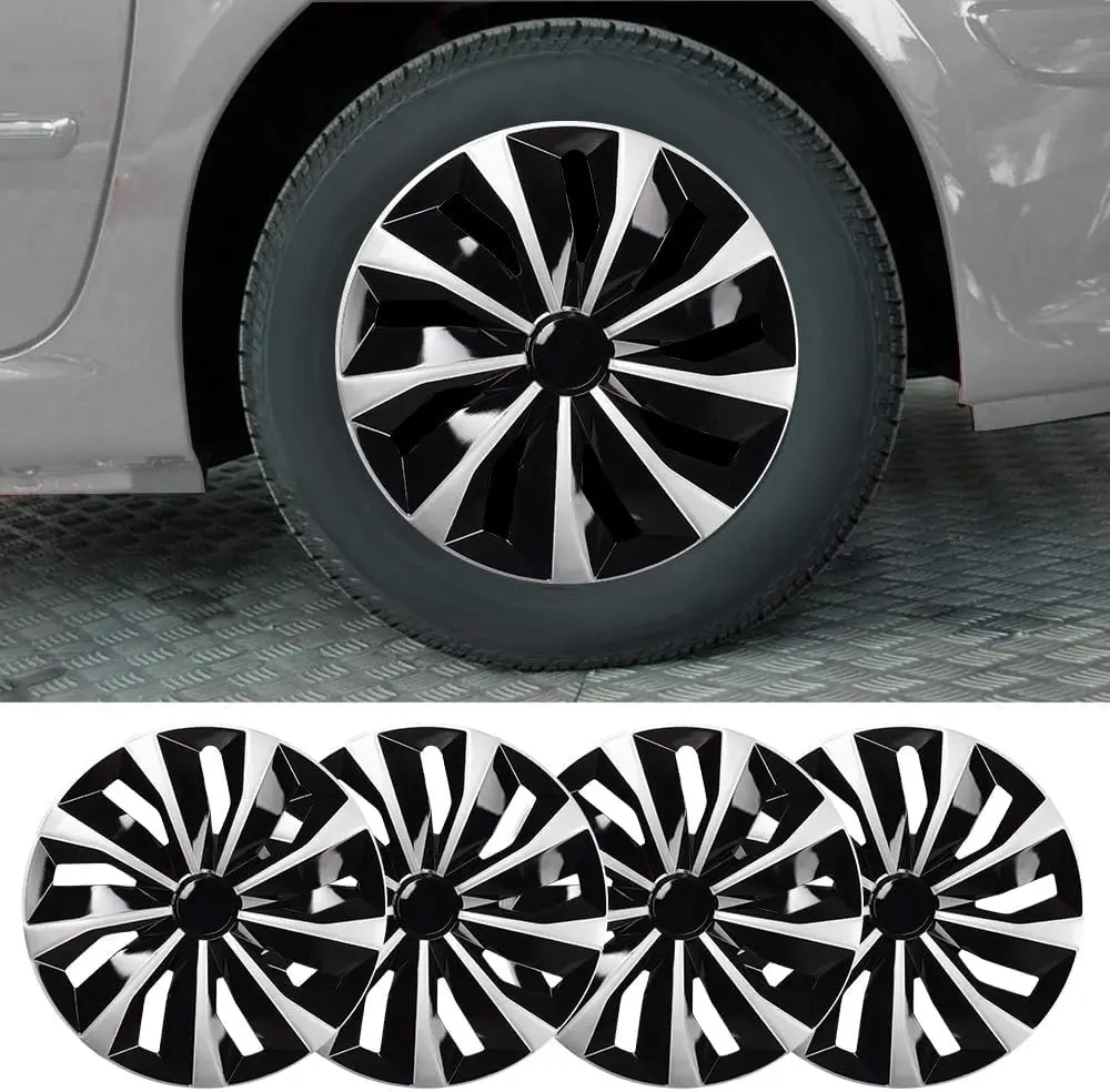 4pcs 16 In ABS Plastic Snap-On Tool-Free Hubcap Wheel Covers, Automotive Rim Caps with Ding Protection, Car Accessories Replacement Kit